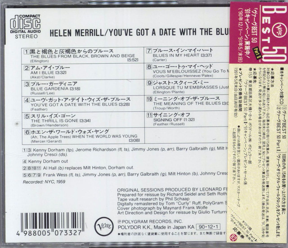 Helen Merrill You've Got A Date With The Blues Japanese CD album (CDLP)