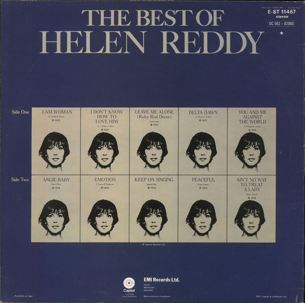 Helen Reddy The Best Of Helen Reddy + Insert UK vinyl LP album (LP record)