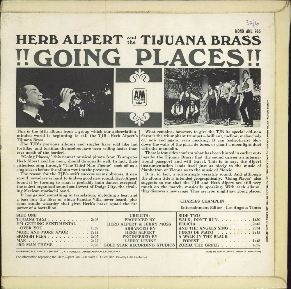 Herb Alpert Going Places UK vinyl LP album (LP record)