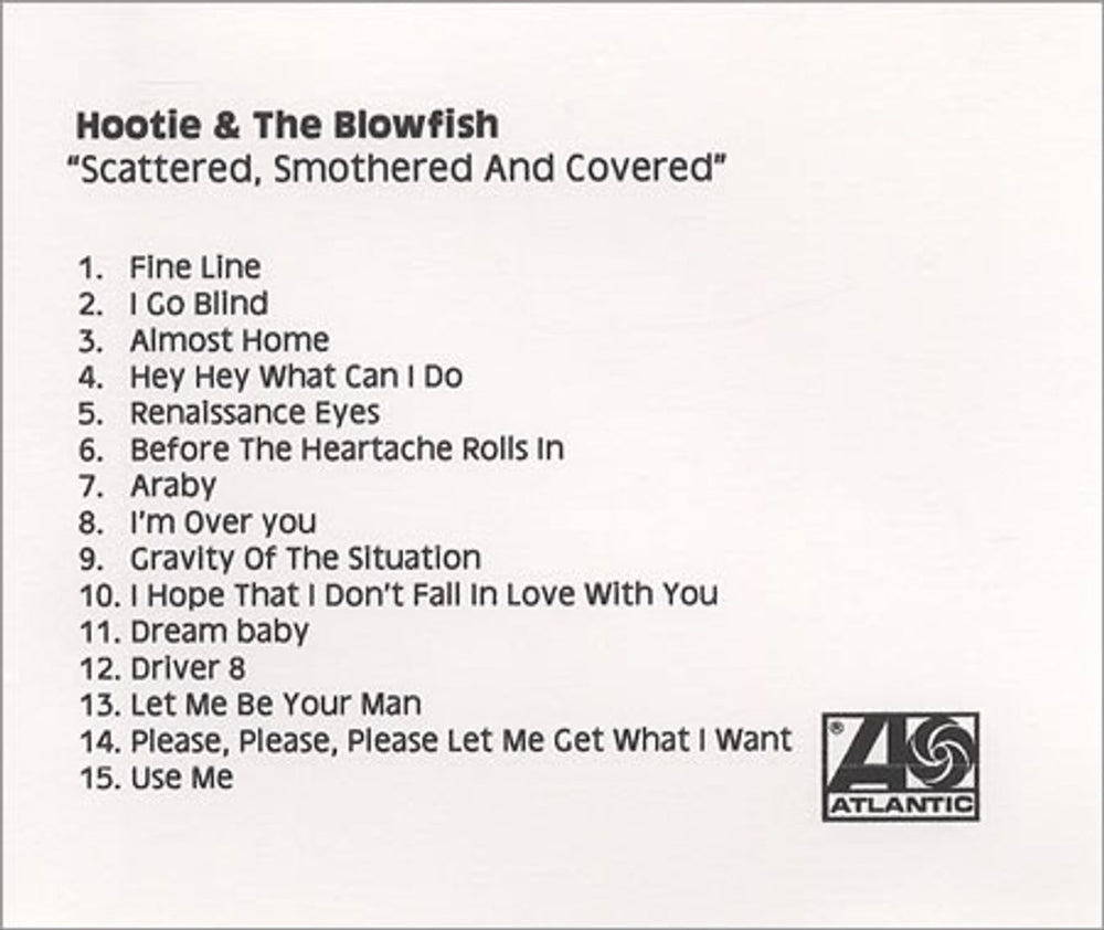 Hootie & The Blowfish Scattered Smothered & Covered UK Promo CD-R acetate CD ACETATE