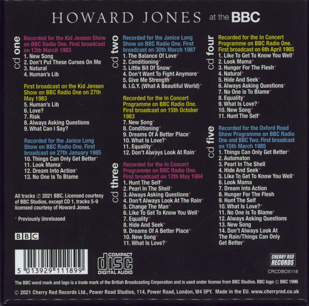 Howard Jones At The BBC UK CD Album Box Set 5013929111899