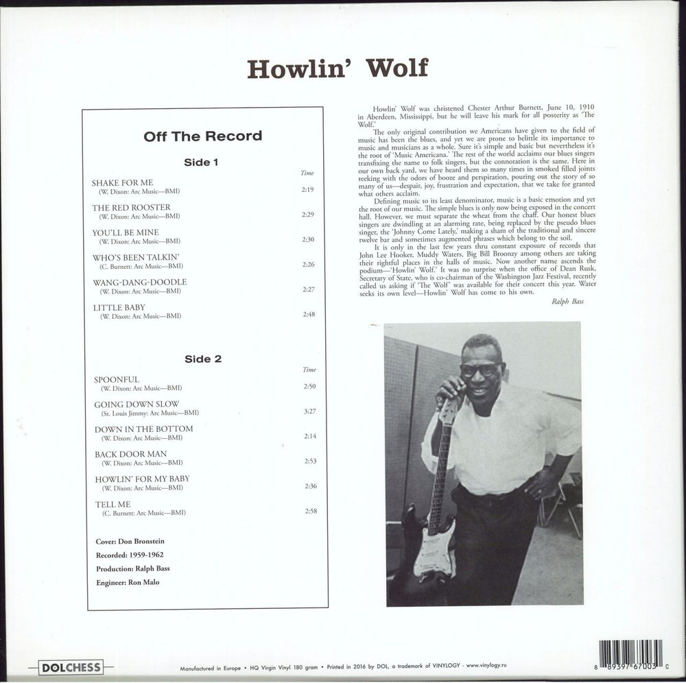 Howlin' Wolf Howlin' Wolf - 180gm UK picture disc LP (vinyl picture disc album) 889397670030