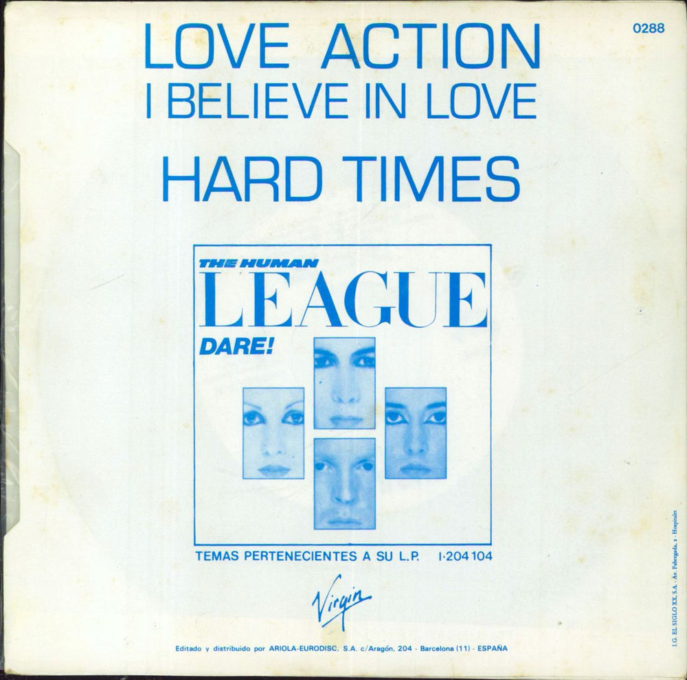 Human League Love Action [I Believe In Love] Spanish Promo 7" vinyl single (7 inch record / 45)