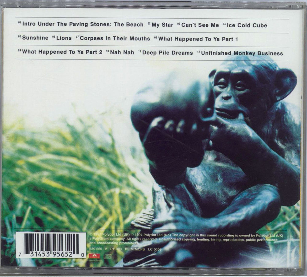 Ian Brown Unfinished Monkey Business - Autographed UK CD album (CDLP) 731453956520