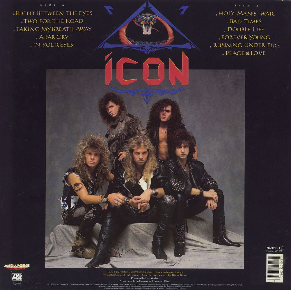 Icon Right Between The Eyes German vinyl LP album (LP record) 075678201011