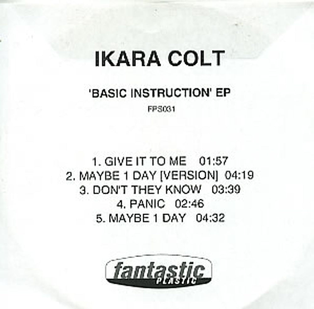 Ikara Colt Basic Instruction EP UK Promo CD-R acetate CD-R ACETATE