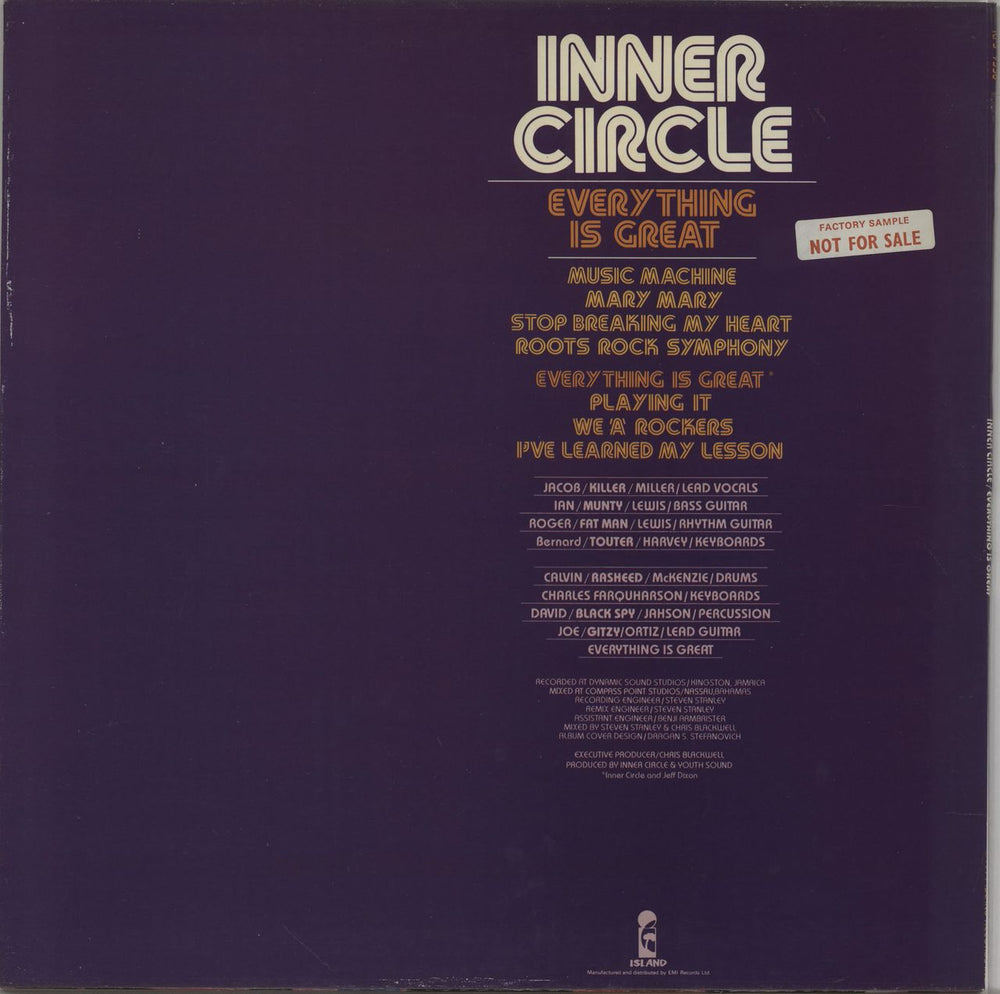 Inner Circle Everything Is Great - Blue Label - Factory sample UK vinyl LP album (LP record)