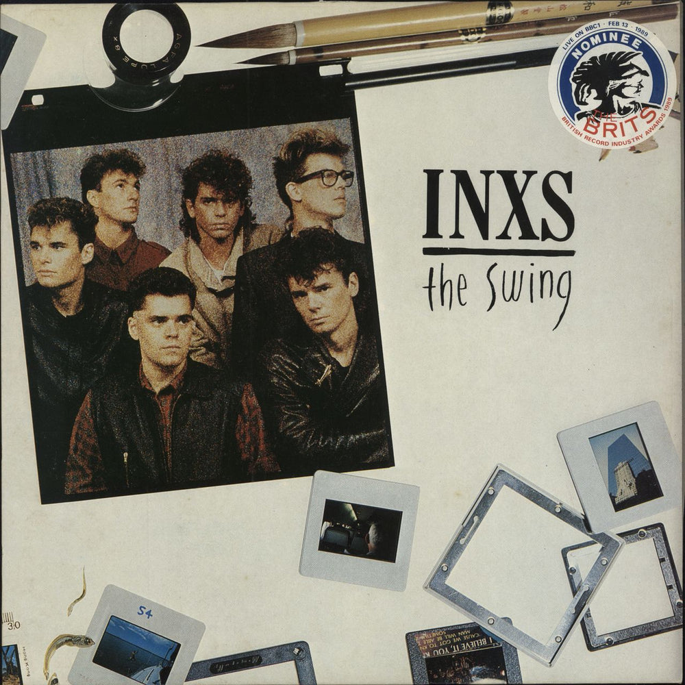 Inxs The Swing - 1989 Brits Nominee sticker UK vinyl LP album (LP record) MERL39