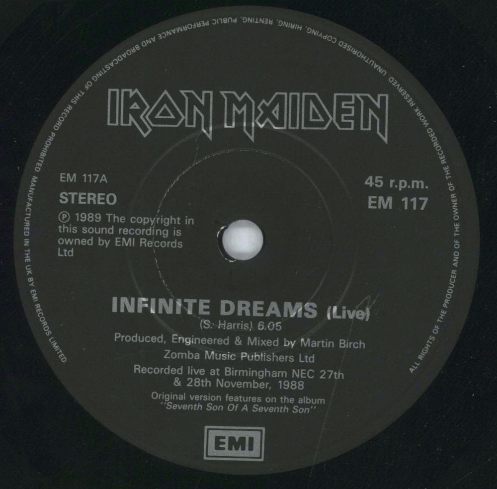 Iron Maiden Infinite Dreams + Patch - Shrink UK 7" vinyl single (7 inch record / 45) IRO07IN819686