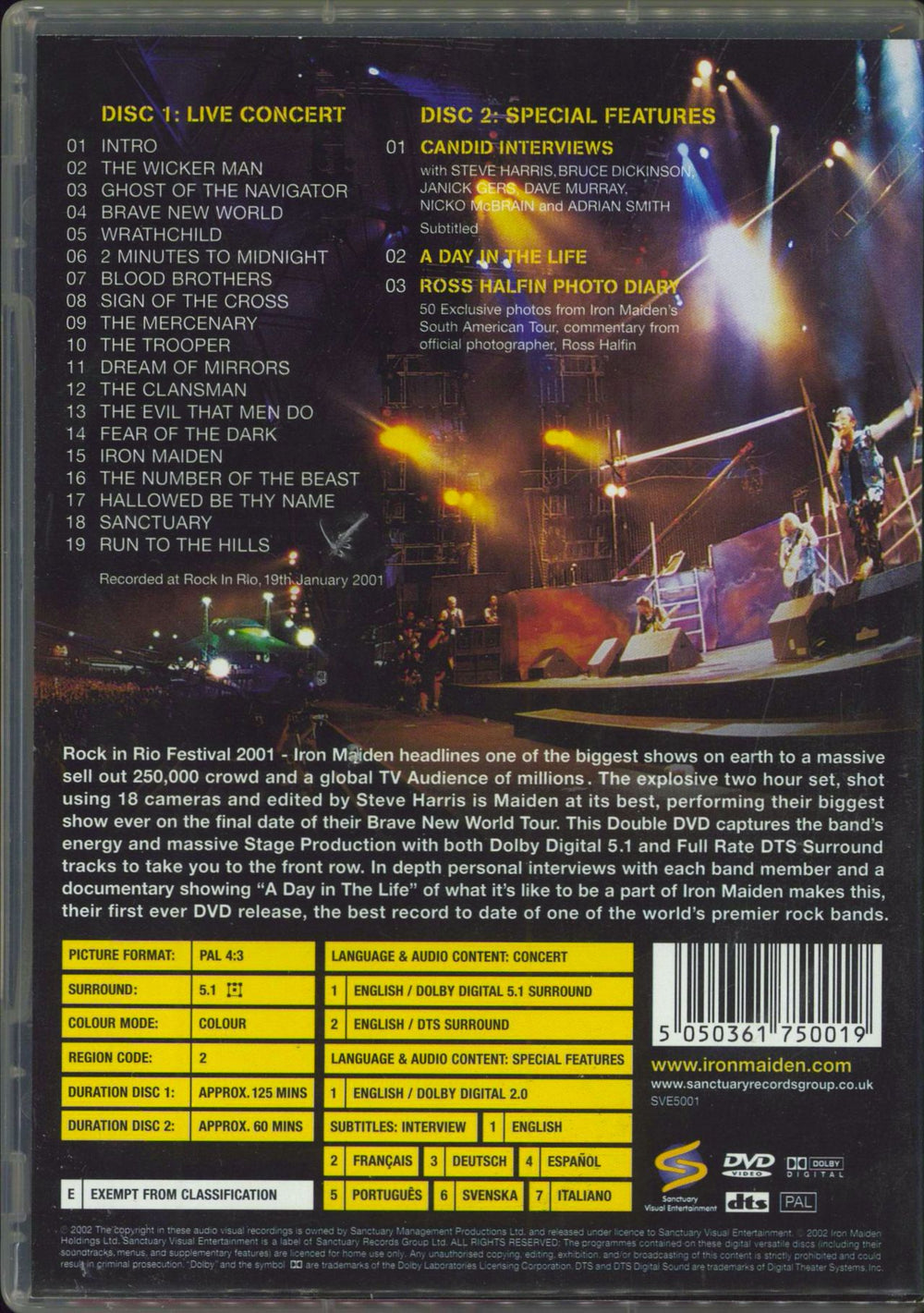 Iron Maiden Rock In Rio + 2CD set UK DVD 5050361750019