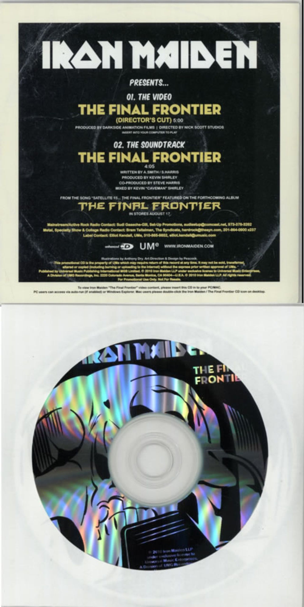 Iron Maiden The Final Frontier - Competition Sleeve US Promo CD-R acetate IROCRTH523885