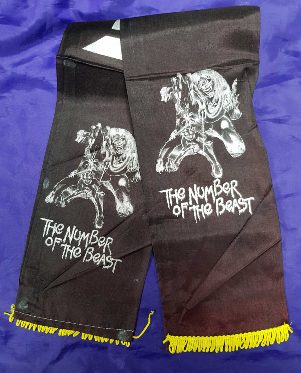 Iron Maiden The Number Of The Beast - black Scarf yellow tassels UK memorabilia