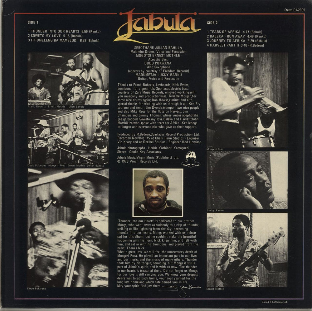 Jabula Thunder Into Our Hearts UK vinyl LP album (LP record)