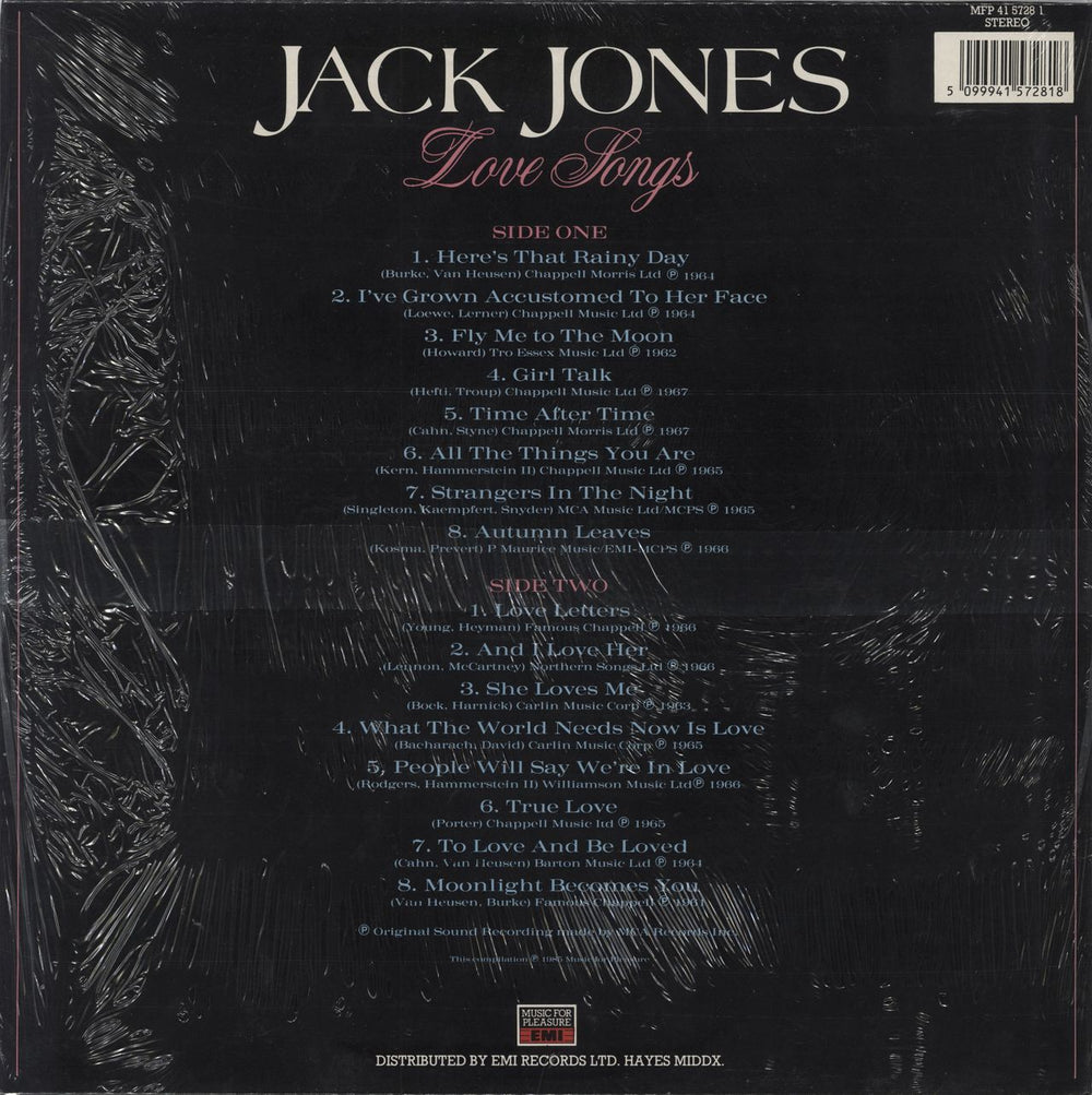 Jack Jones Love Songs UK vinyl LP album (LP record) 5099941572818