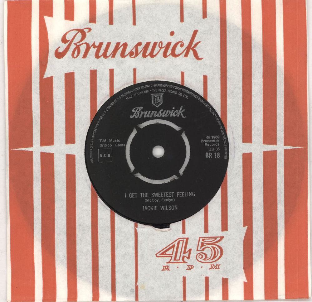 Jackie Wilson I Get The Sweetest Feeling UK 7" vinyl single (7 inch record / 45) BR18