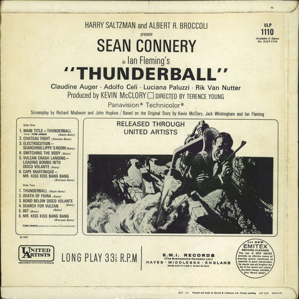 James Bond Thunderball UK vinyl LP album (LP record)