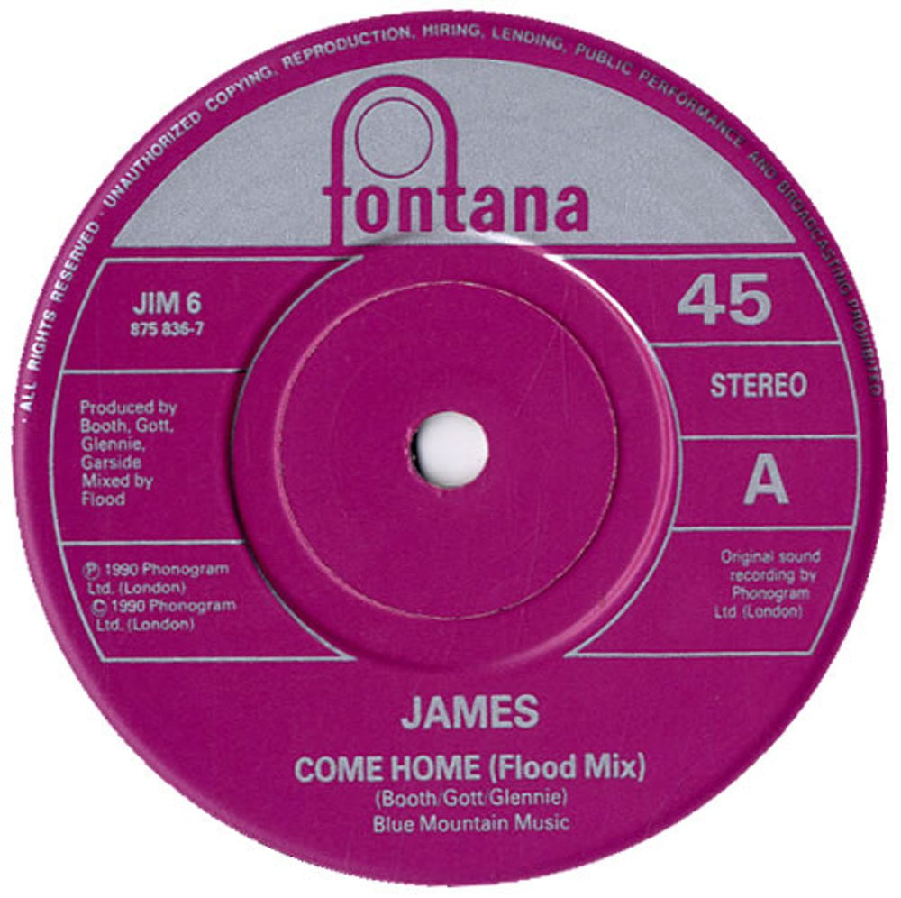 James Come Home UK 7" vinyl single (7 inch record / 45) JMS07CO109830