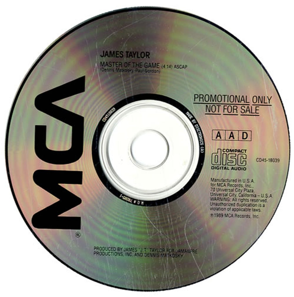 James Taylor Master Of The Game US Promo CD single (CD5 / 5") CD4518039