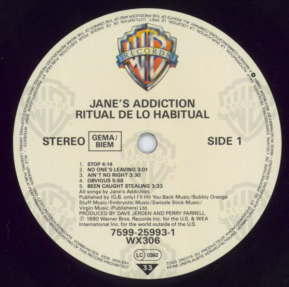 Janes Addiction Ritual De Lo Habitual - Shrink German vinyl LP album (LP record) JANLPRI817289