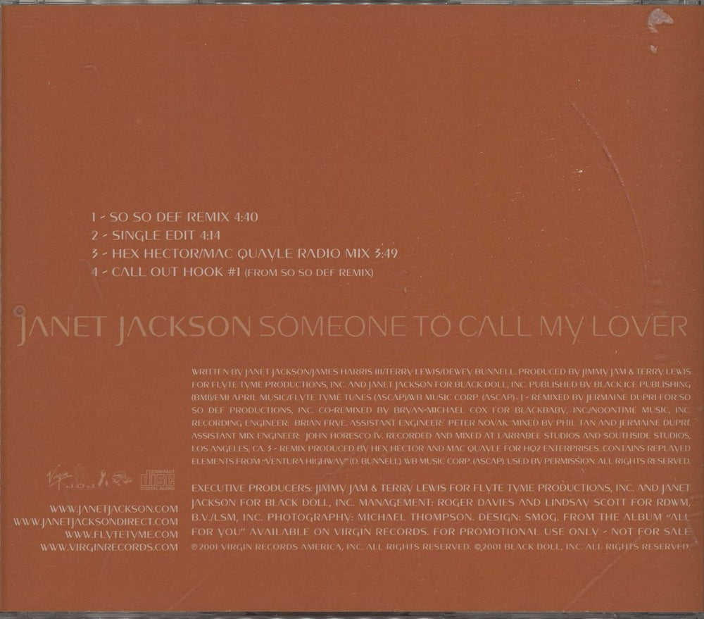 Janet Jackson Someone To Call My Lover US Promo CD single (CD5 / 5") J-JC5SO197974