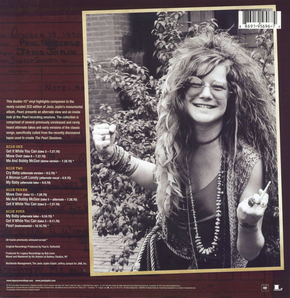 Janis Joplin Highlights From The Pearl Sessions US 2-LP vinyl record set (Double LP Album) 886919569674