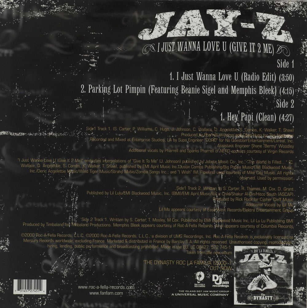 Jay-Z I Just Wanna Love U (Give It To Me) UK 12" vinyl single (12 inch record / Maxi-single)