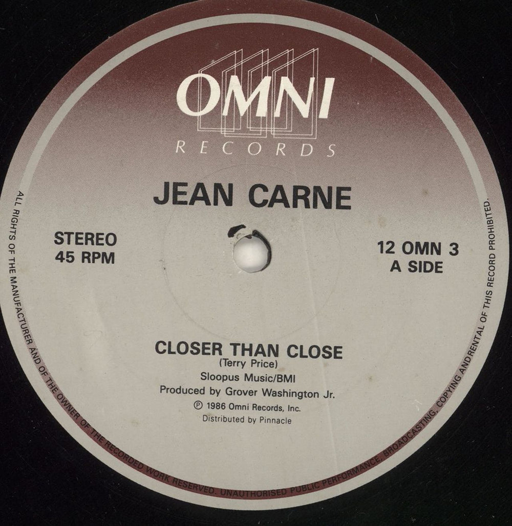 Jean Carne Closer Than Close UK 12" vinyl single (12 inch record / Maxi-single) 12OMN3