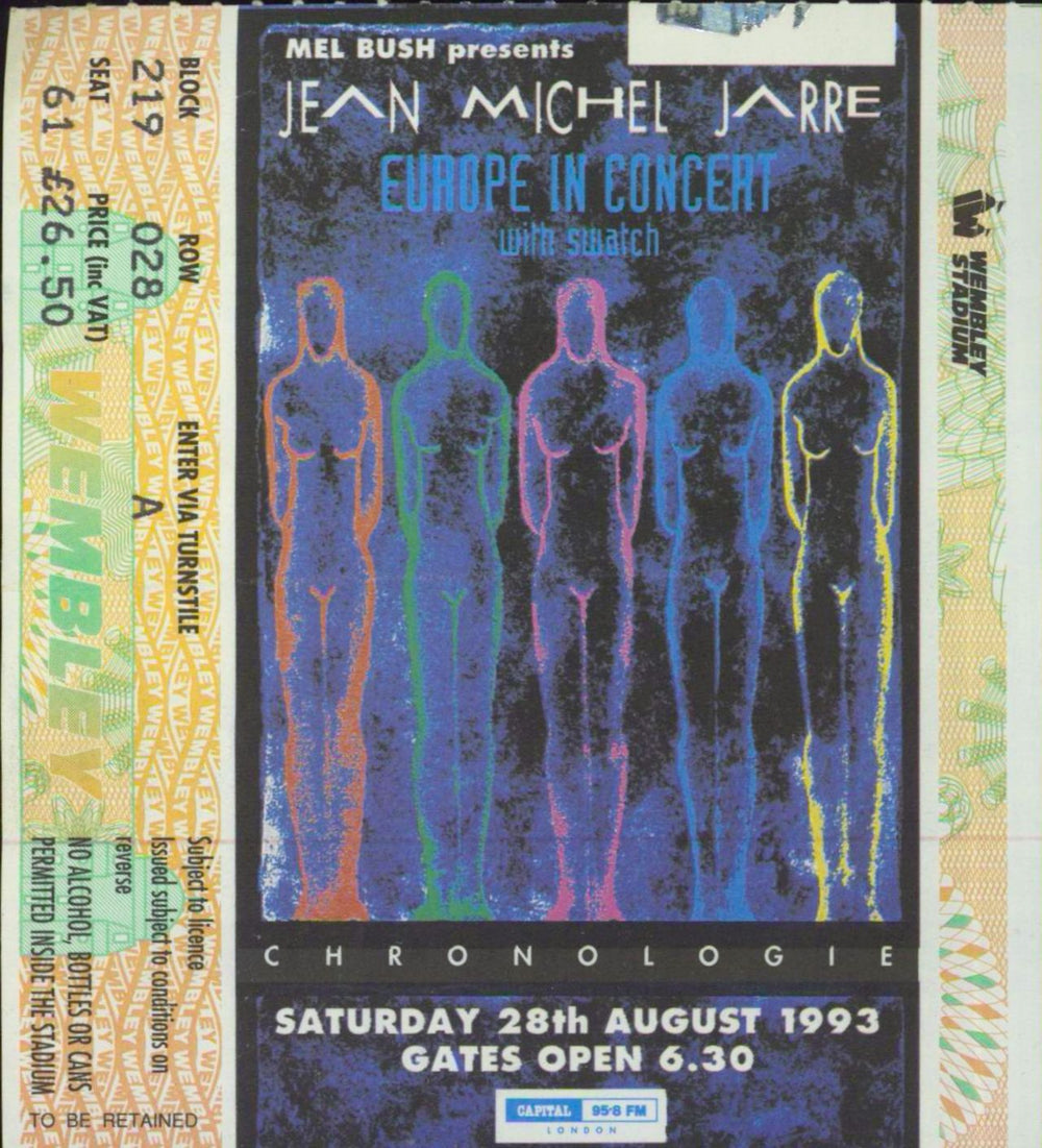 Jean-Michel Jarre Chronologie - Europe In Concert With Swatch + Stub UK tour programme JMJTRCH820390