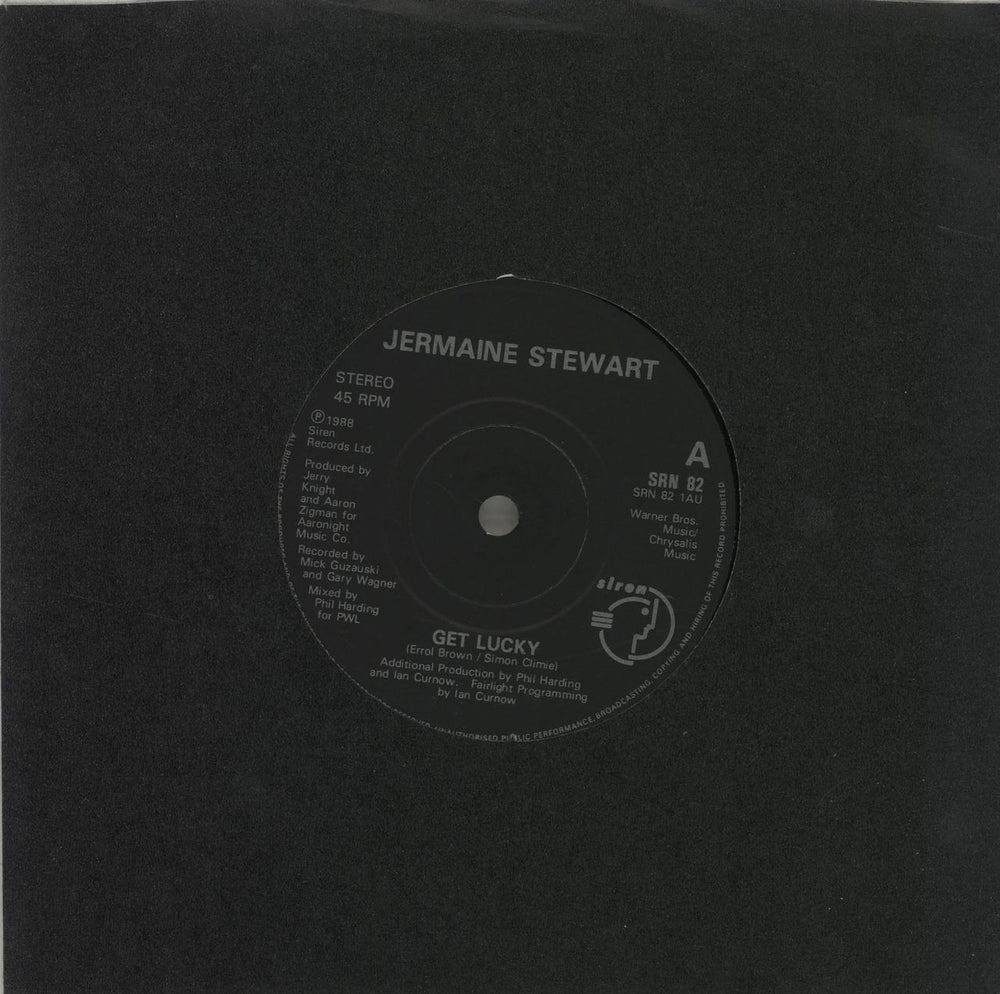 Jermaine Stewart Get Lucky UK 7" vinyl single (7 inch record / 45) SRN82