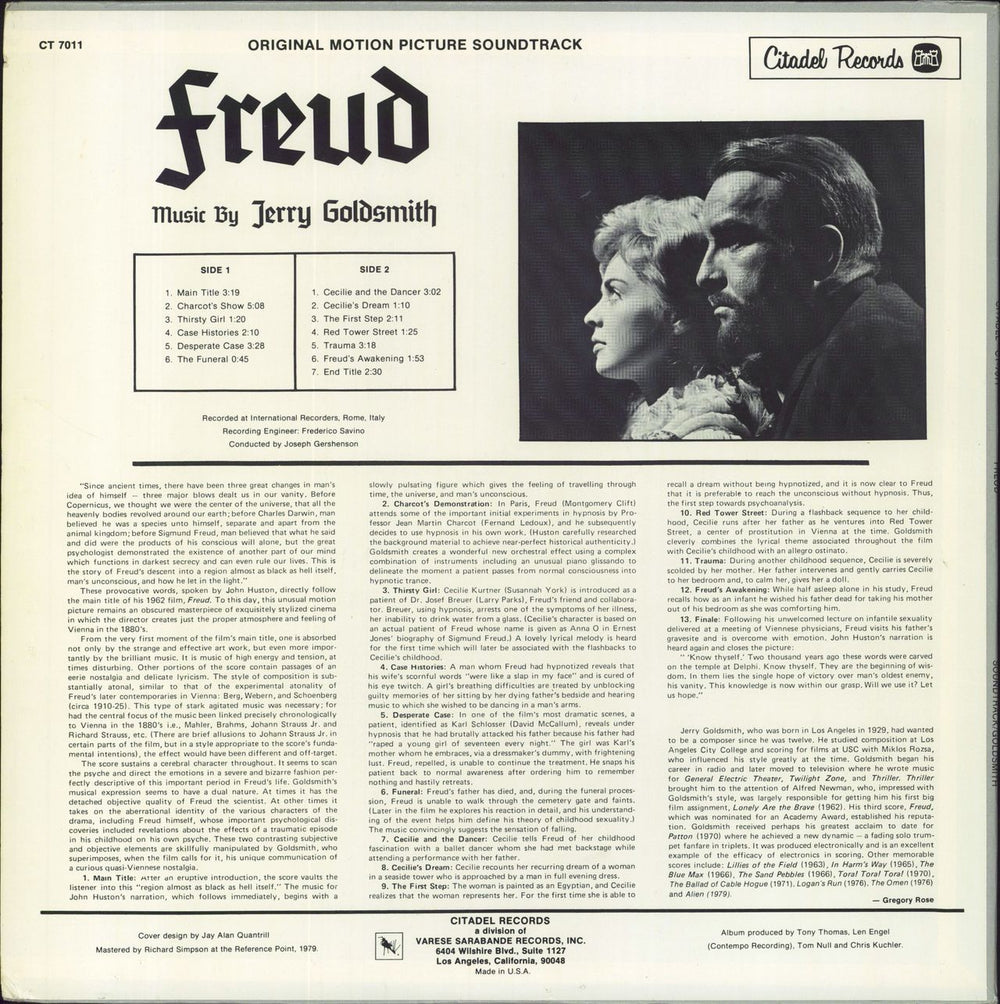 Jerry Goldsmith Freud OST US vinyl LP album (LP record)