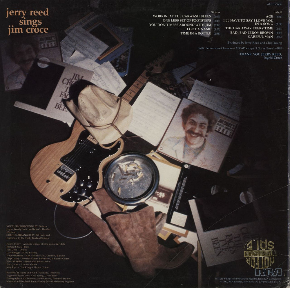 Jerry Reed Jerry Reed Sings Jim Croce US vinyl LP album (LP record)