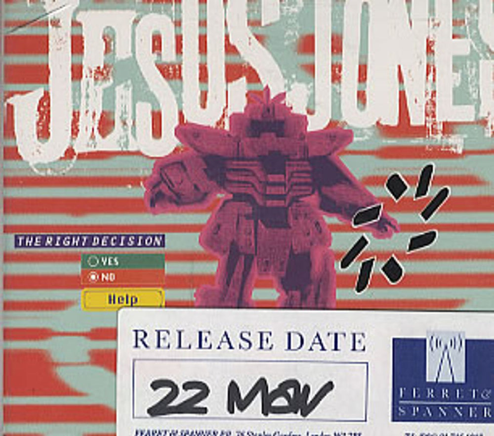 Jesus Jones The Right Decision UK CD single (CD5 / 5") CDPERV2