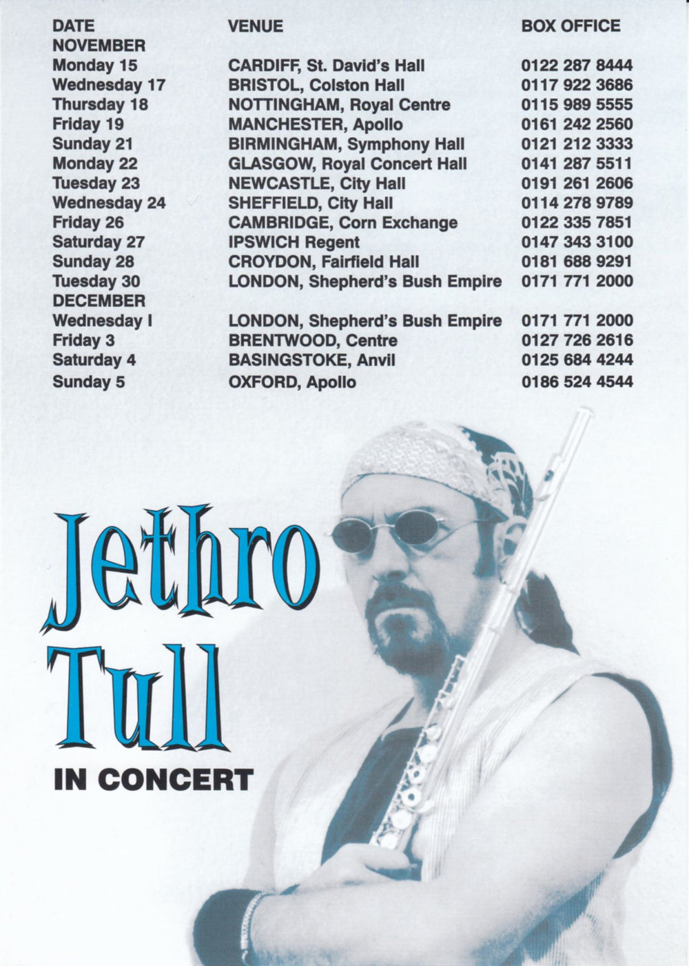 Jethro Tull J-Tull Dot Com + Ticket Stub UK tour programme