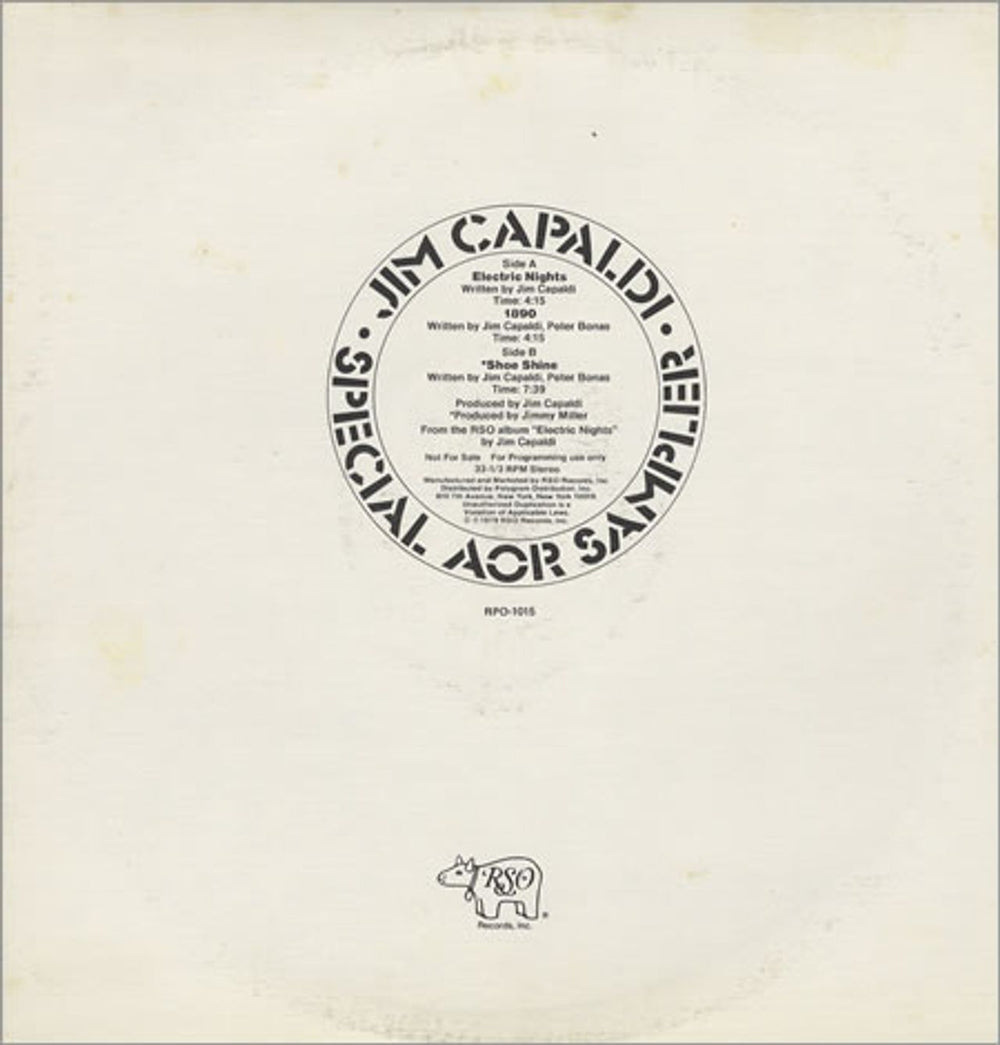 Jim Capaldi Special AOR Sampler US Promo 12" vinyl single (12 inch record / Maxi-single) RPO-1015