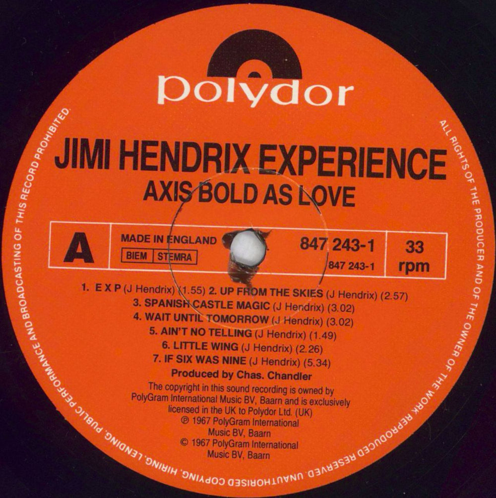 Jimi Hendrix Axis: Bold As Love UK vinyl LP album (LP record) HENLPAX827924