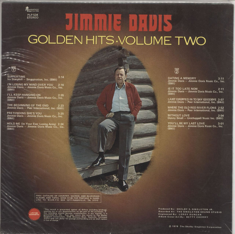 Jimmie Davis Golden Hits Volume 2 US vinyl LP album (LP record)