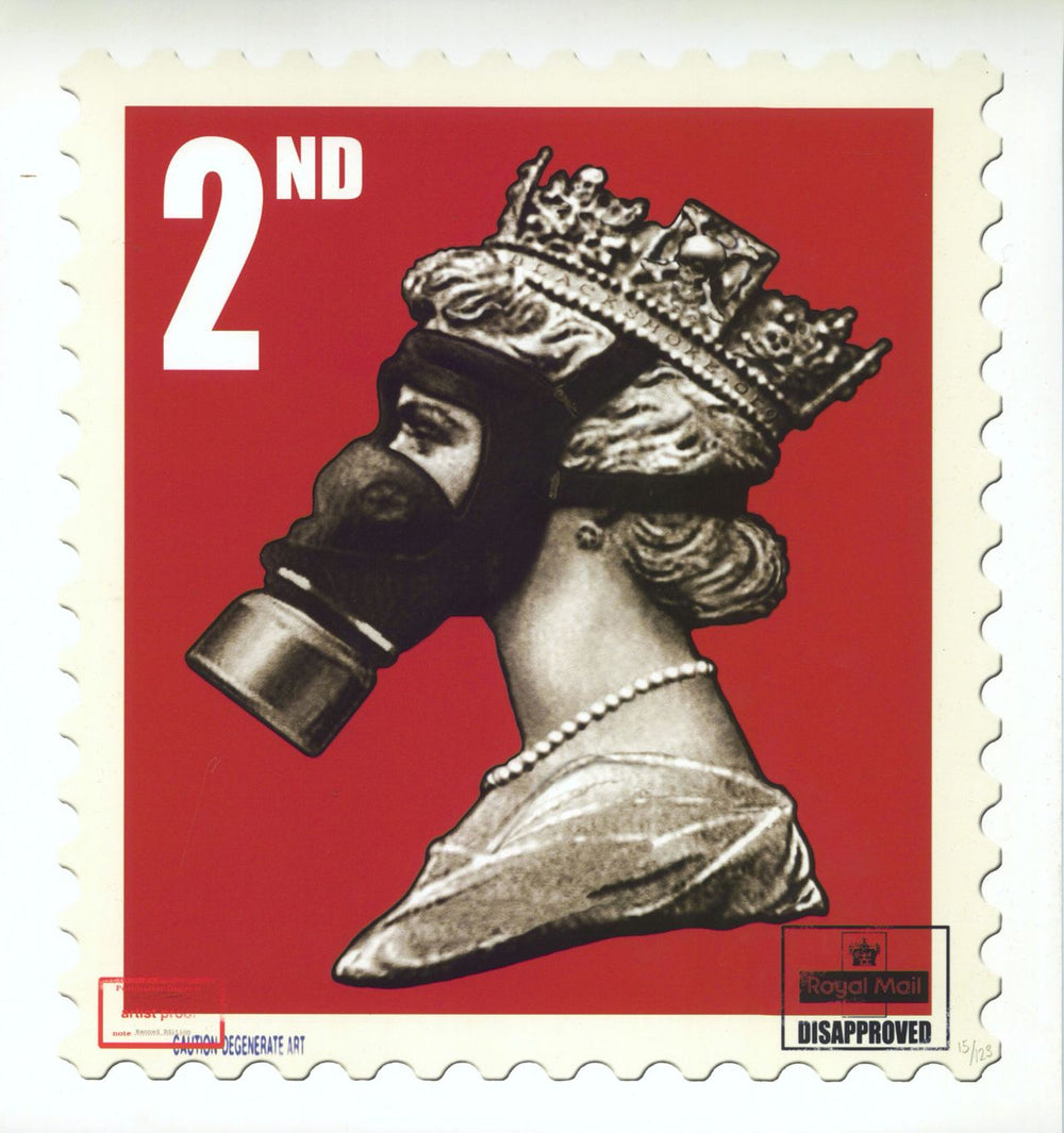 Jimmy Cauty Stamp Of Mass Destruction - 15/123 - Queen Gas Mask Print UK poster
