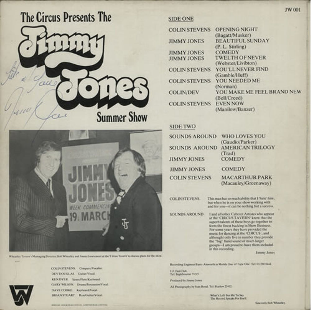 Jimmy Jones (Comedian) The Circus Show Presents The Jimmy Jones Summer Show - Autographed UK vinyl LP album (LP record) J65LPTH639271