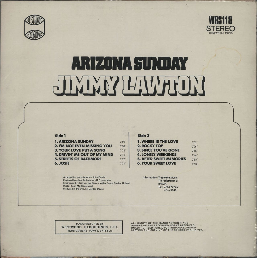 Jimmy Lawton Arizona Sunday UK vinyl LP album (LP record)