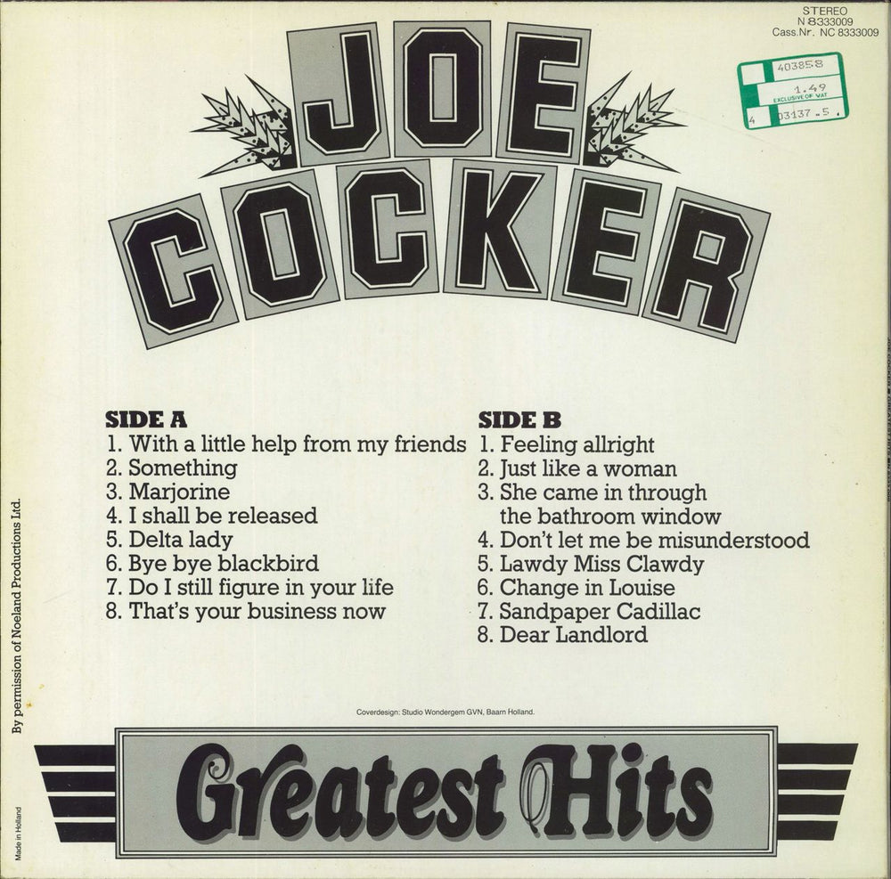 Joe Cocker 16 Greatest Hits Dutch vinyl LP album (LP record)