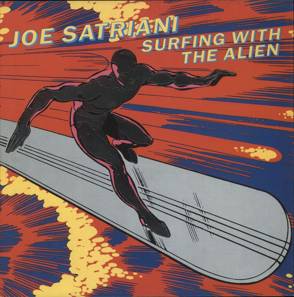 Joe Satriani Surfing With The Alien - 1st - Silver Foil & Embossed UK vinyl LP album (LP record) GRUB8