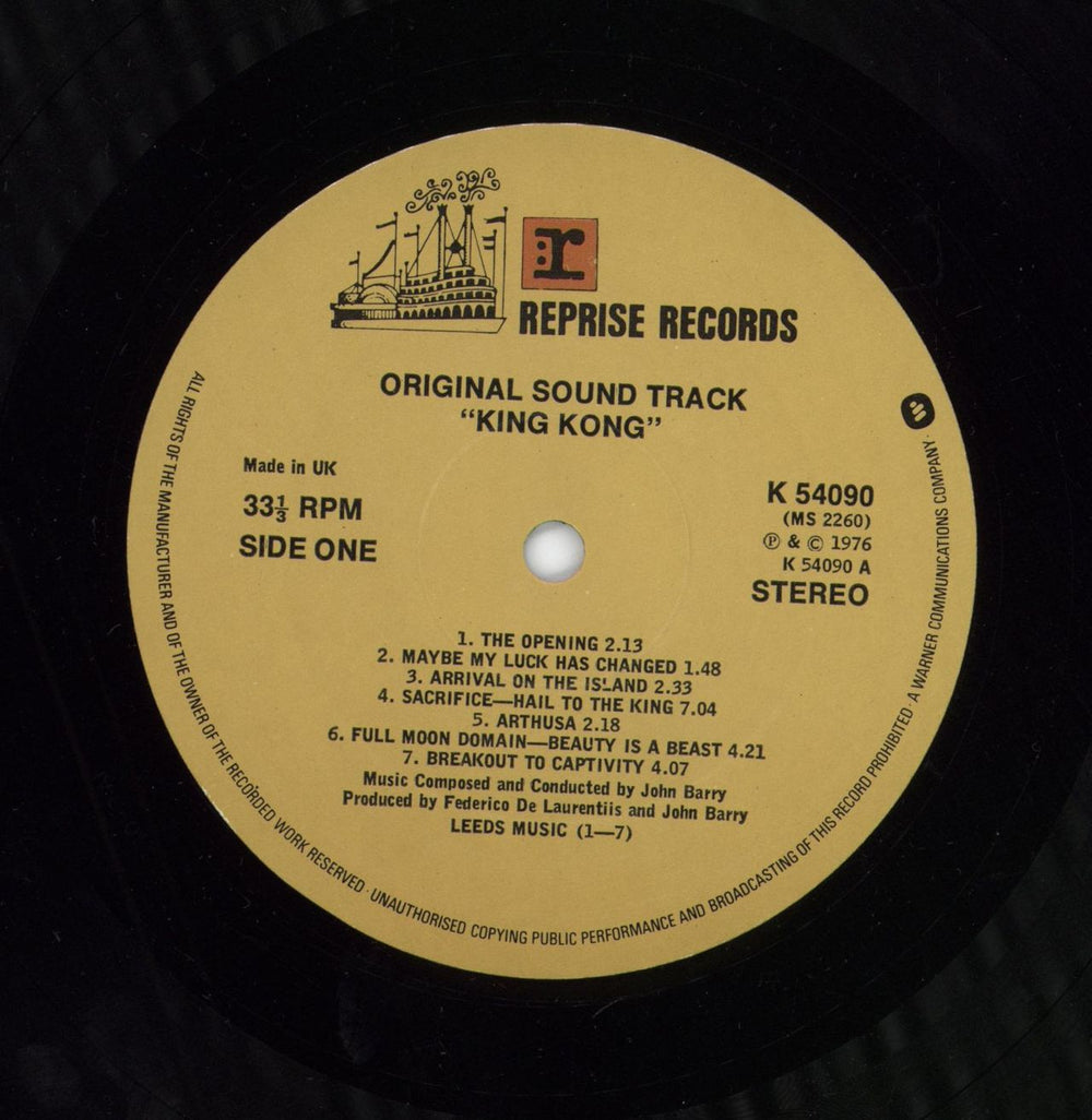 John Barry (Composer) King Kong UK vinyl LP album (LP record)