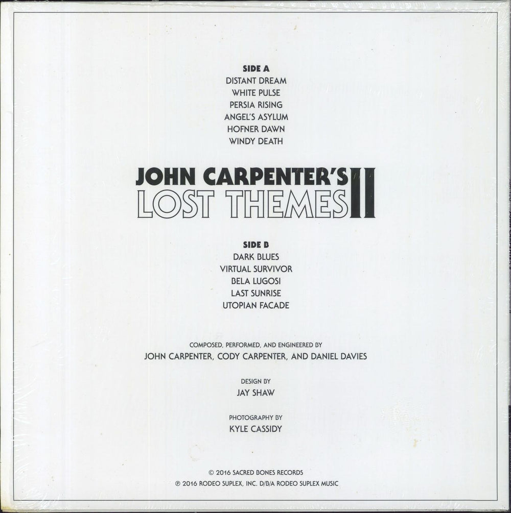 John Carpenter Lost Themes II - White & Red Swirl Vinyl + Shrink US vinyl LP album (LP record) 616892360940