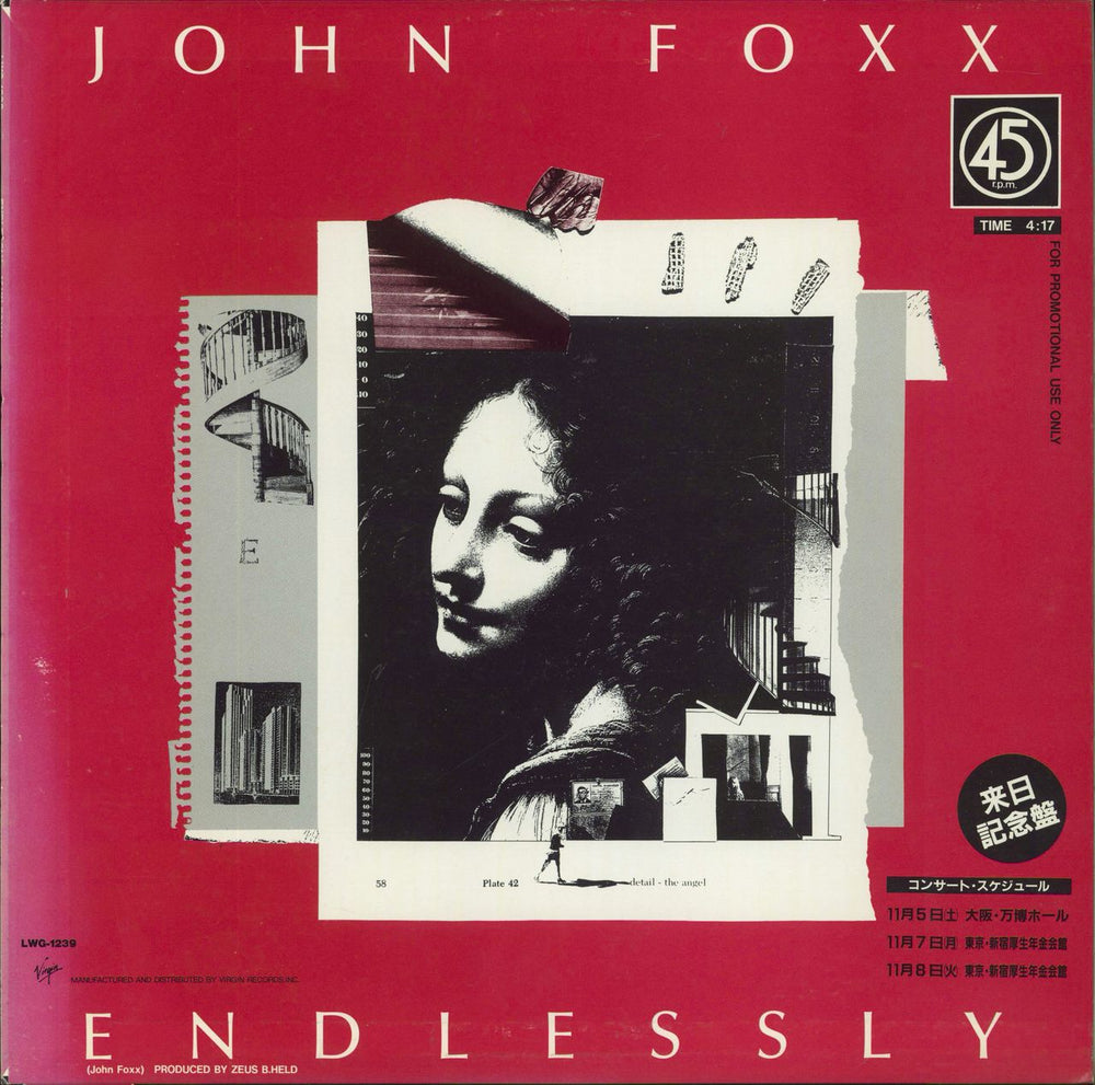 John Foxx Endlessly Japanese Promo 12" vinyl single (12 inch record / Maxi-single) LWG-1239