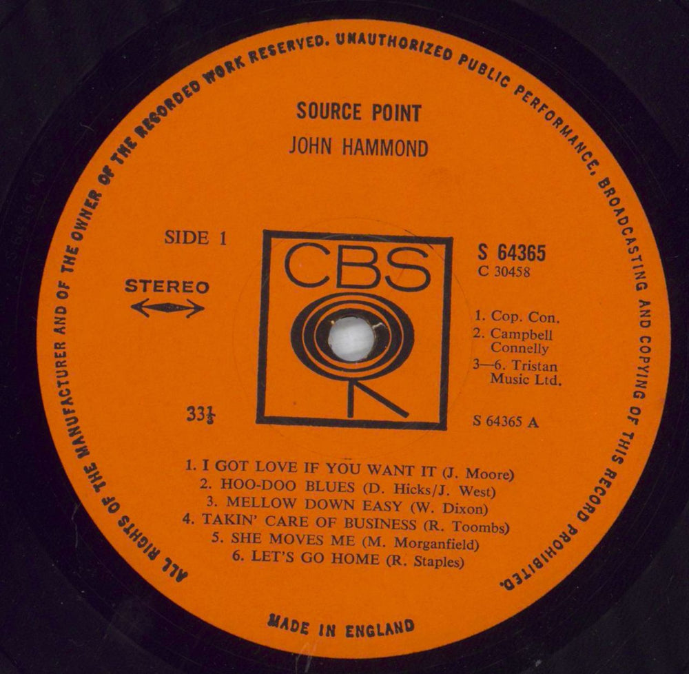 John Hammond Source Point UK vinyl LP album (LP record) JHMLPSO826177