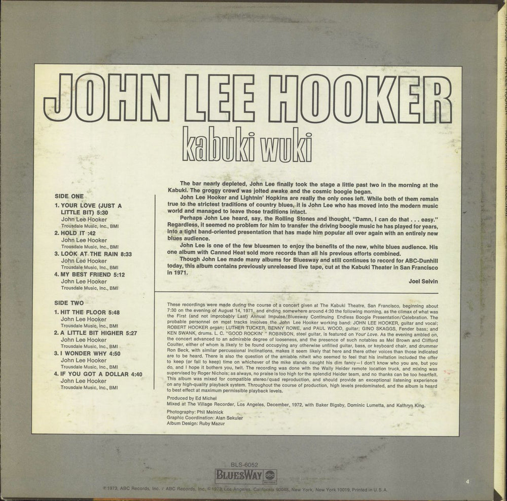 John Lee Hooker Kabuki Wuki - White label US Promo vinyl LP album (LP record)