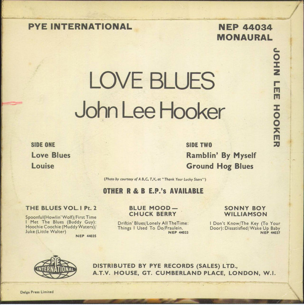 John Lee Hooker Love Blues UK 7" vinyl single (7 inch record / 45)