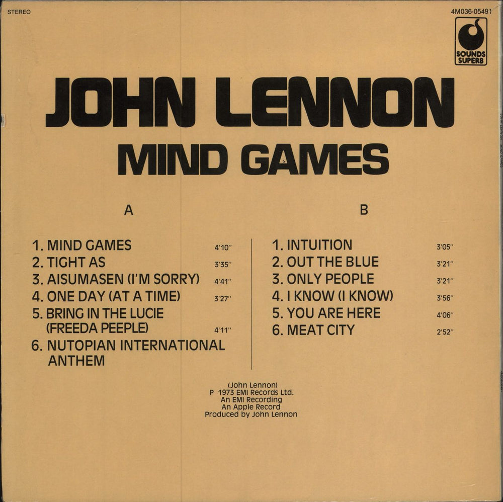 John Lennon Mind Games - Shrink Dutch vinyl LP album (LP record)