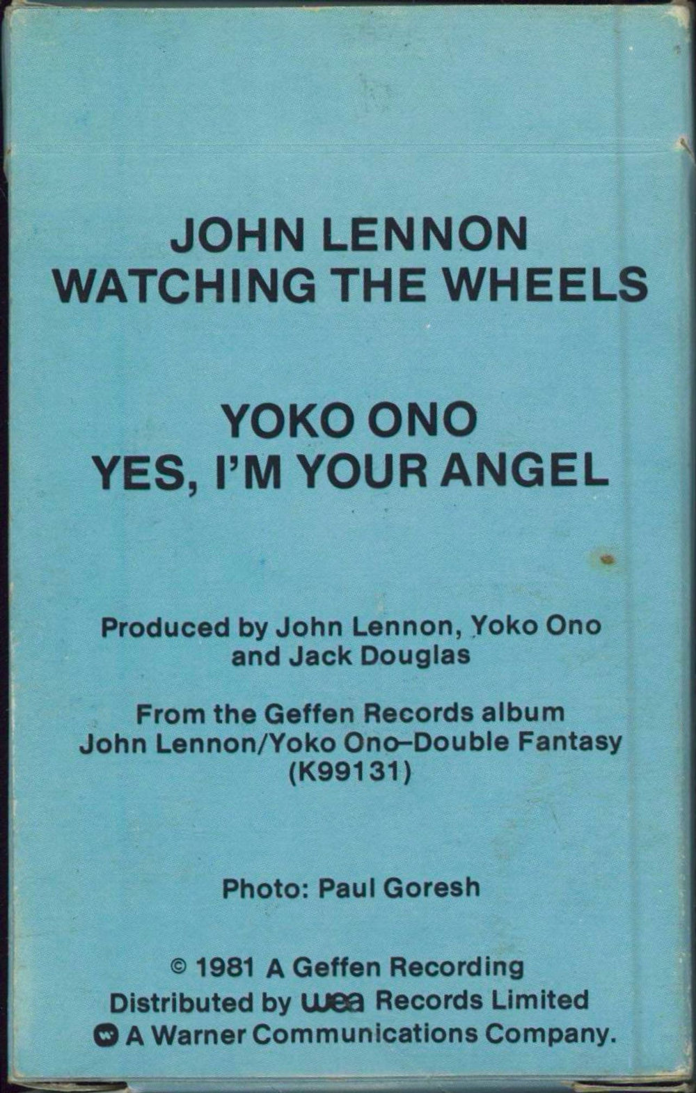 John Lennon Watching The Wheels UK cassette single