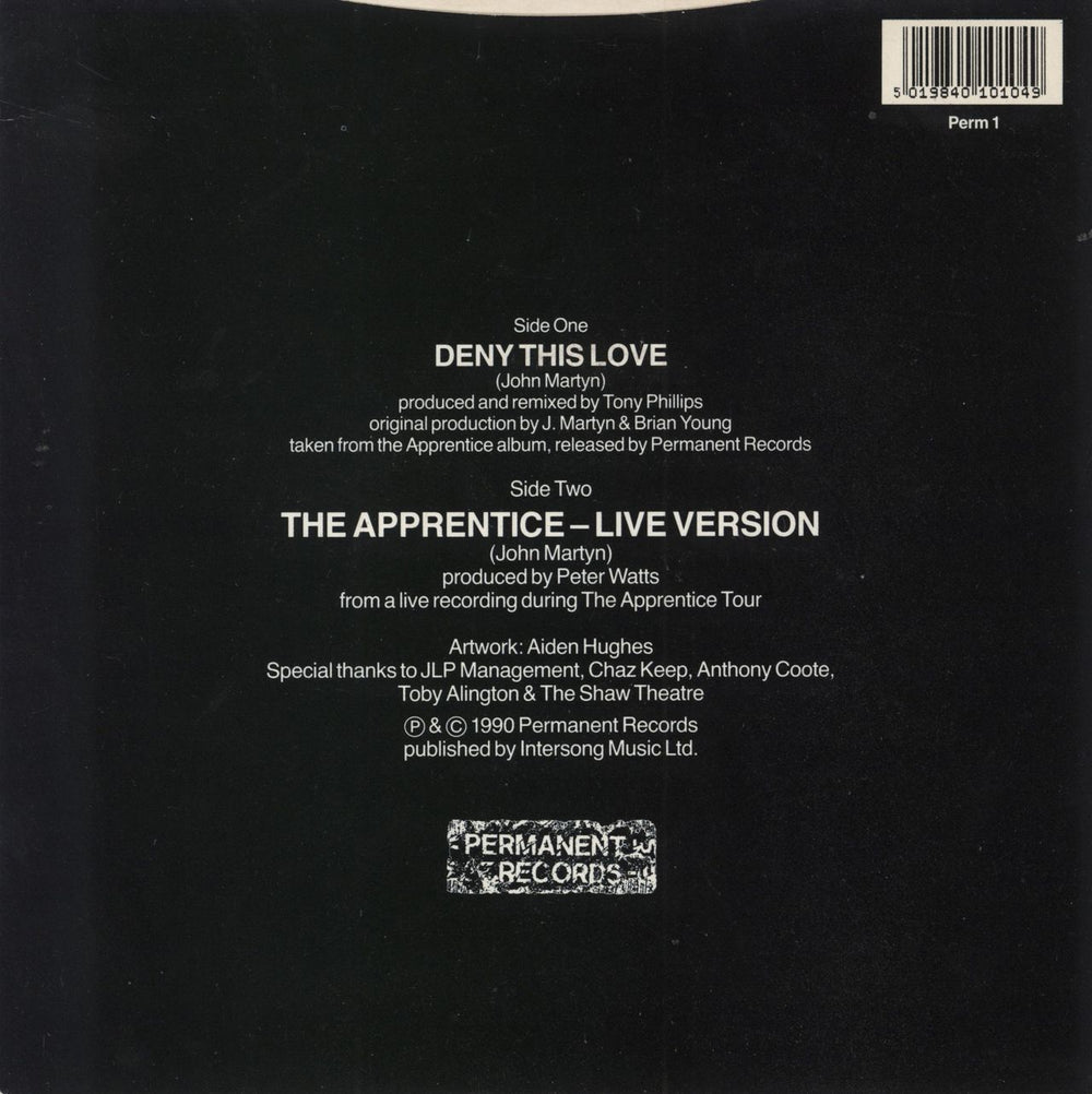 John Martyn Deny This Love + Sleeve UK 7" vinyl single (7 inch record / 45) 5019840101049